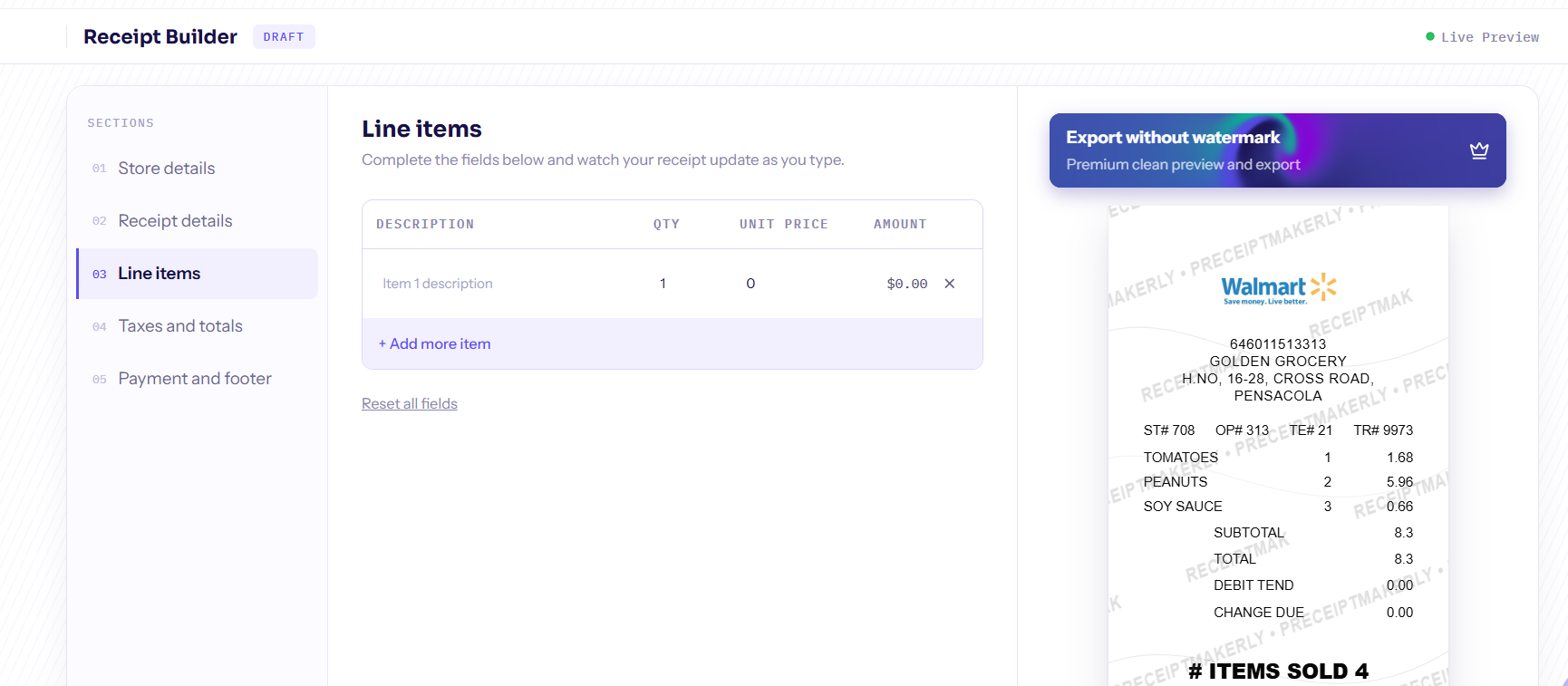 Add line items