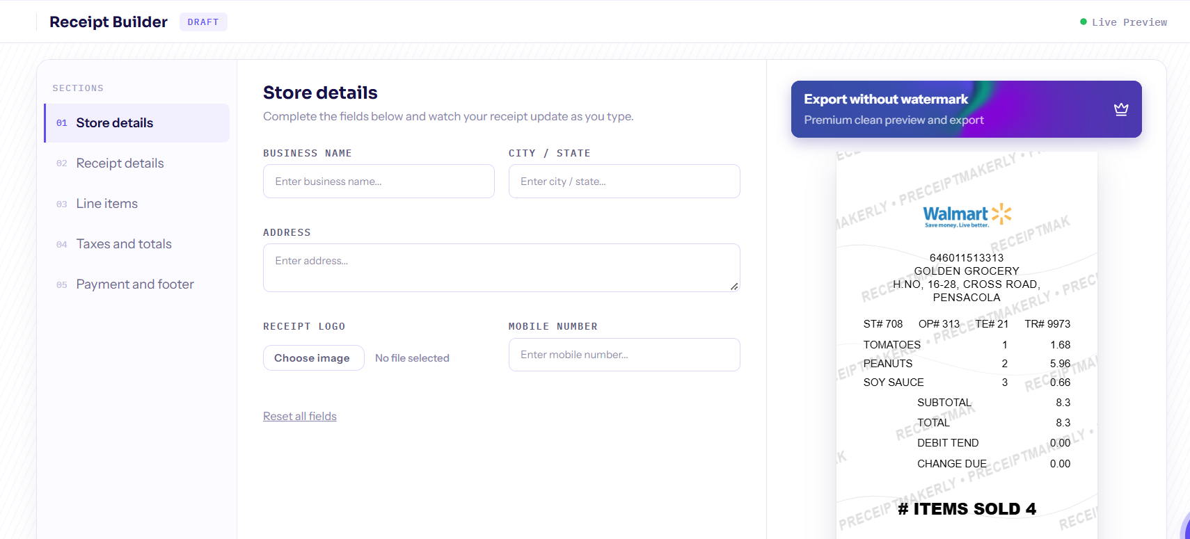 Add your business details