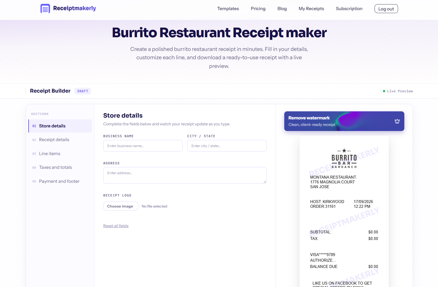 How do I make a receipt?