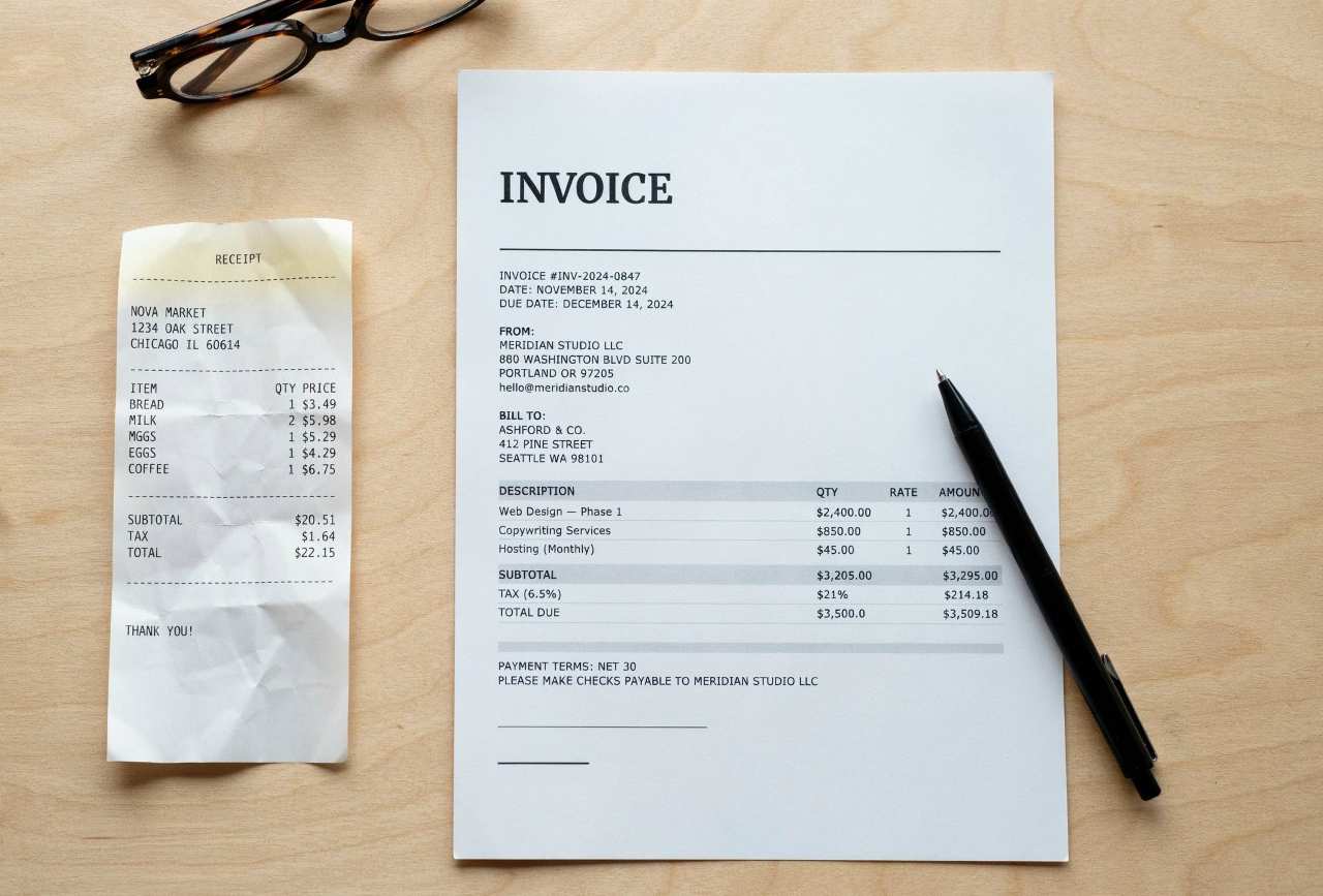 Invoice vs Receipt: Key Differences at a Glance
