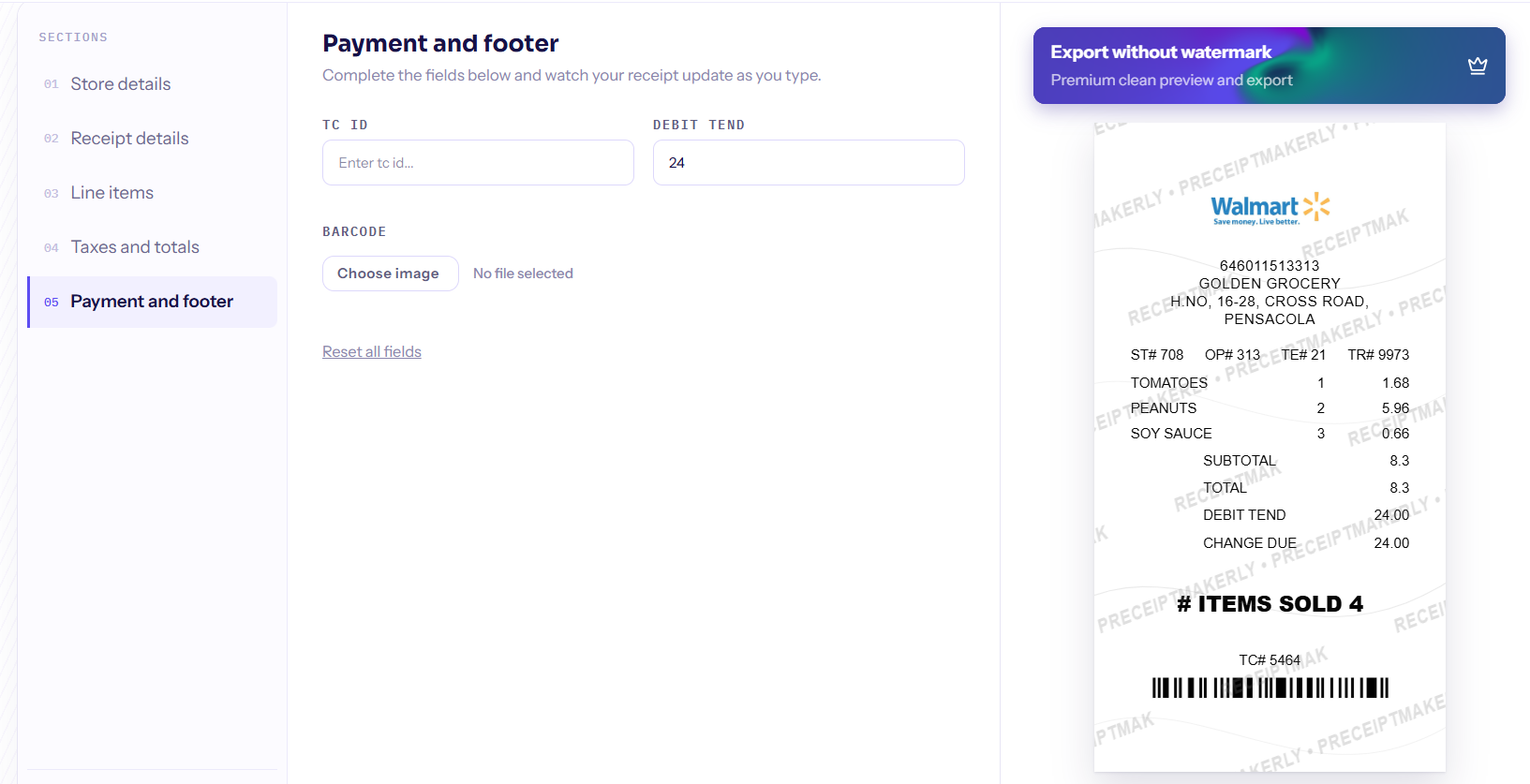 Payment and footer
